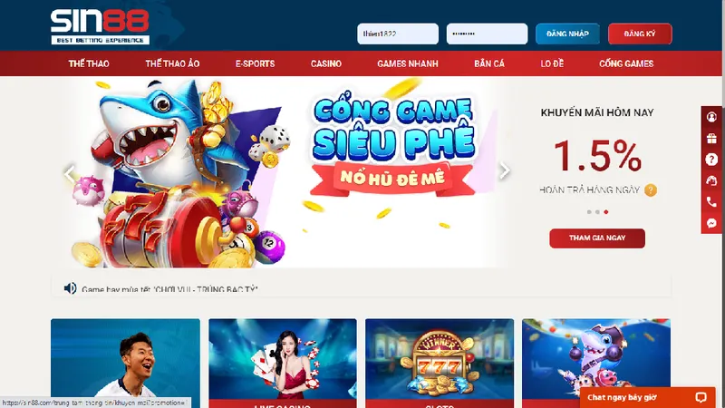 Sin88 – Cổng Game Trực Tuyến Hot Nhất 2024